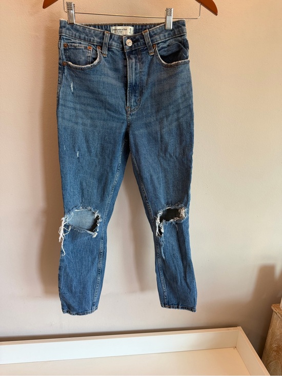 Abercrombie & Fitch Denim - Abercrombie & Fitch Distressed Dark Blue High-Rise‎ Jeans